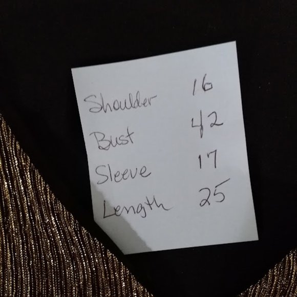 Alfani Women's Plus Size‎ Metallic Gold/Black Balloon-Cuff Top Size 1X - Picture 11 of 11